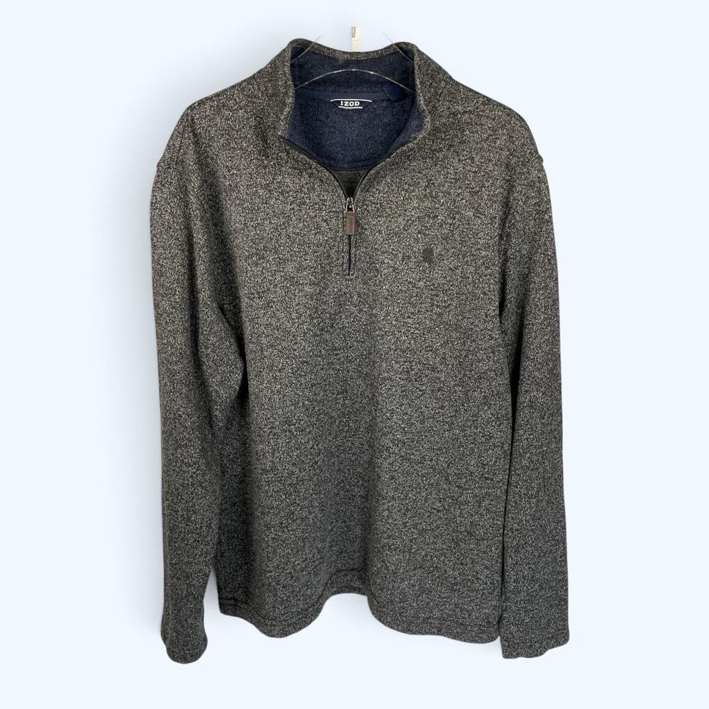 Izod Thermasoft Fleece Sweater Quarter Zip Pullover Men's Grey XL